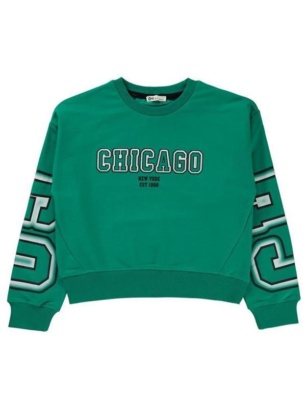 Civil Girls Chicago Baskılı 10-13 Yaş Sweatshirt - Yeşil11-12 Yaş - Image 1