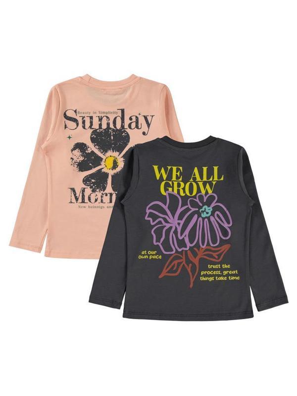 Civil Girls Sunday Baskılı 2'li 5-13 Yaş Sweatshirt - Standart7-8 Yaş - Image 1