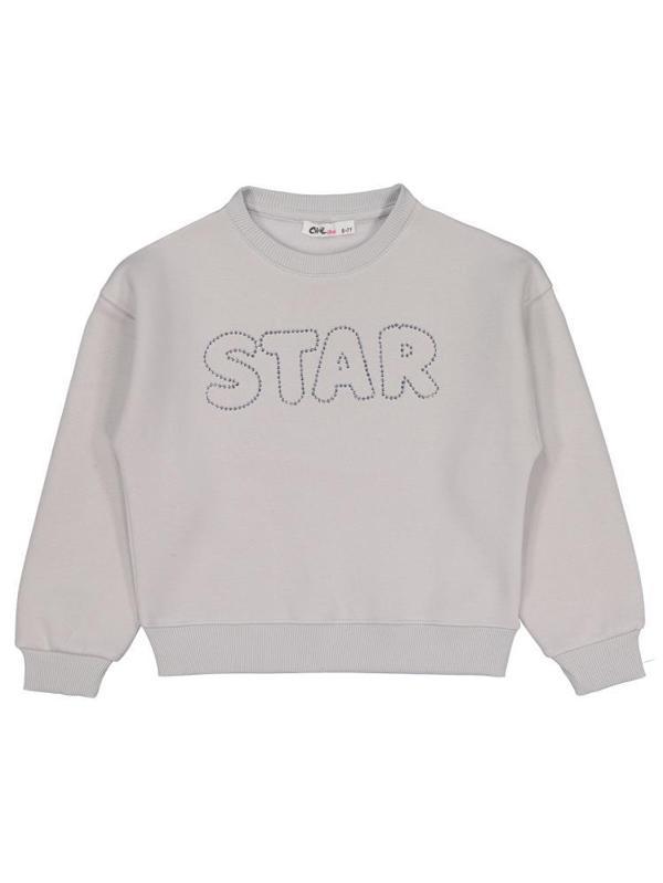 Civil Girls STAR Baskılı 6-9 Yaş Sweatshirt - Gri6-7 Yaş - Image 1