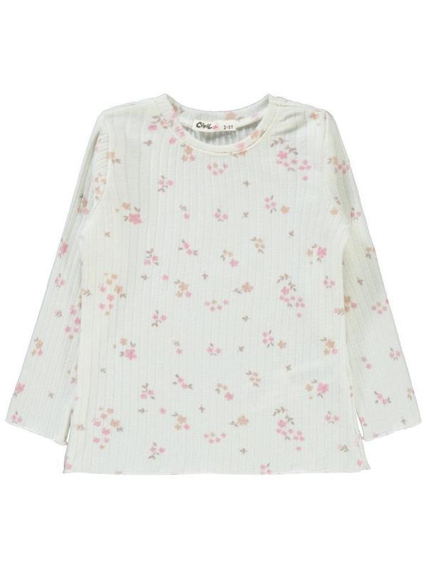 Civil Girls Mini Yapraklı Çiçek Emp. 2-5 Yaş Sweatshirt - Ekru2-3 Yaş - Image 1