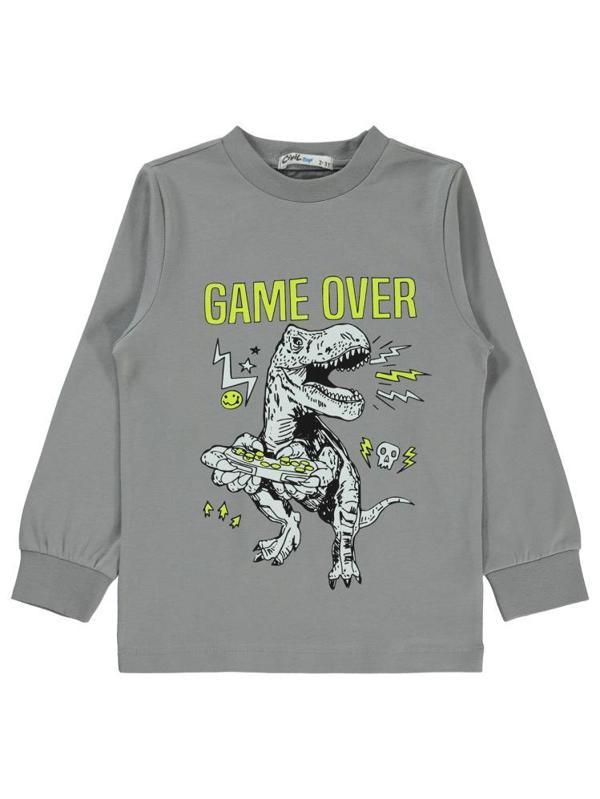 Civil Boys Game Over Karanlıkta Parlayan Baskı 2-5 Yaş Pijama Takımı - Gri4-5 Yaş - Image 1