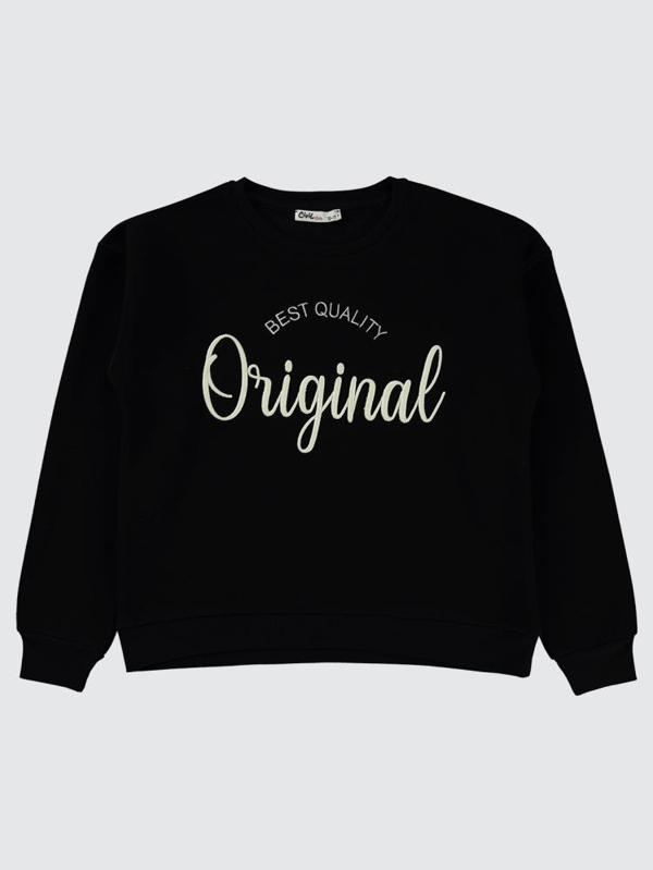 Civil Girls Original Nakışlı 10-13 Yaş Sweatshirt - Siyah11-12 Yaş - Image 1