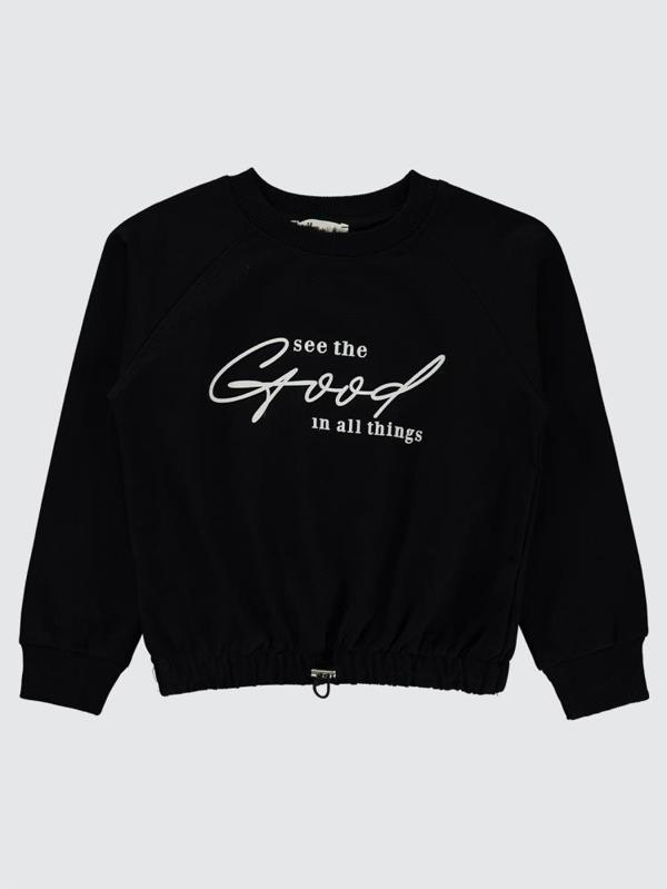 Civil Girls Good Baskılı 6-9 Yaş Sweatshirt - Siyah9-10 Yaş - Image 1