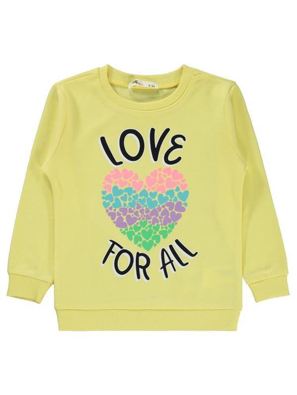 Civil Girls Love For All Baskılı 2-5 Yaş Sweatshirt - Sarı2-3 Yaş - Image 1