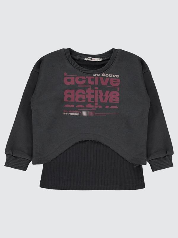 Civil Girls Active Baskılı 2-5 Yaş Sweatshirt - Gri2-3 Yaş - Image 1
