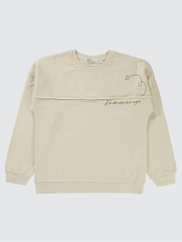 Civil Girls Kalp Baskılı 10-13 Yaş Sweatshirt - Gri11-12 Yaş - Image 1