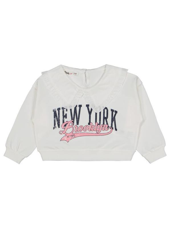 Civil Girls NewYork Baskılı 2-5 Yaş Sweatshirt - Ekru4-5 Yaş - Image 1