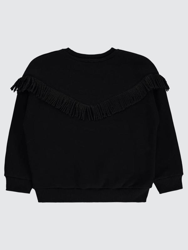Civil Girls Roba Püsküllü 10-13 Yaş Sweatshirt - Siyah12-13 Yaş - Image 1