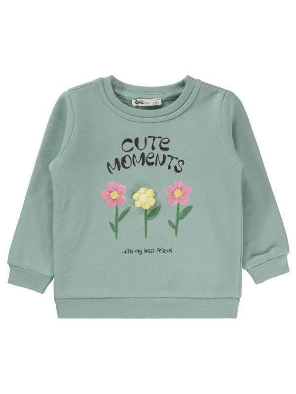 Civil Girls Moment Baskılı 2-5 Yaş Sweatshirt - Yeşil2-3 Yaş - Image 1