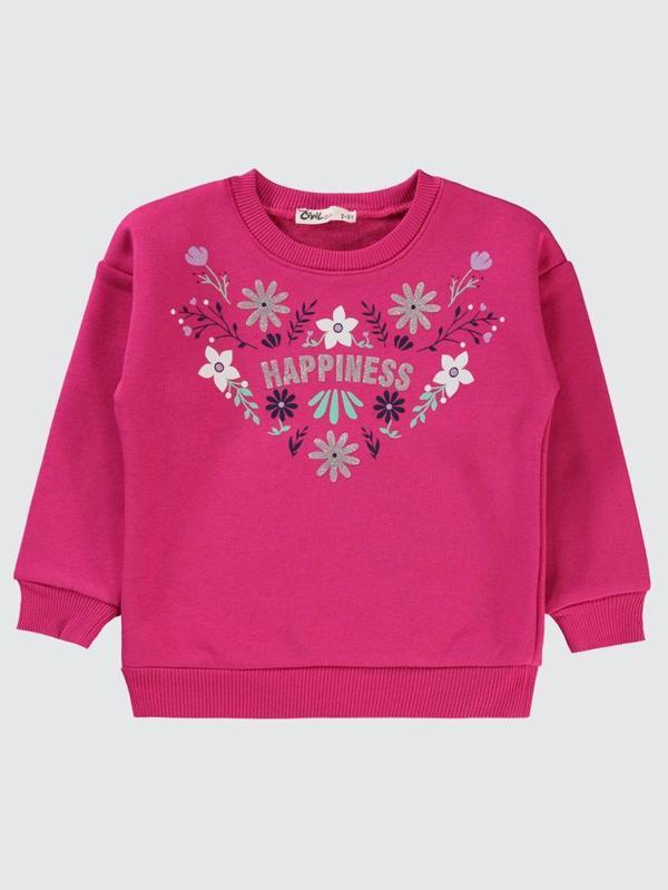 Civil Girls Happıness Baskılı 2-5 Yaş Sweatshirt - Fusya2-3 Yaş - Image 1