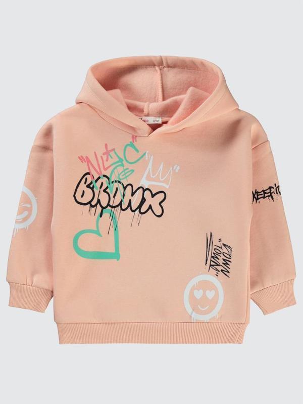 Civil Girls Grafitiy Baskılı 2-5 Yaş Sweatshirt - Pudra5-6 Yaş - Image 1