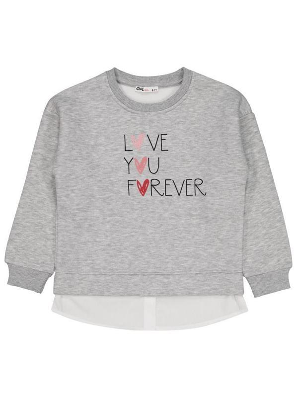 Civil Girls Love You Forever Baskılı 6-9 Yaş Sweatshirt - Gri8-9 Yaş - Image 1