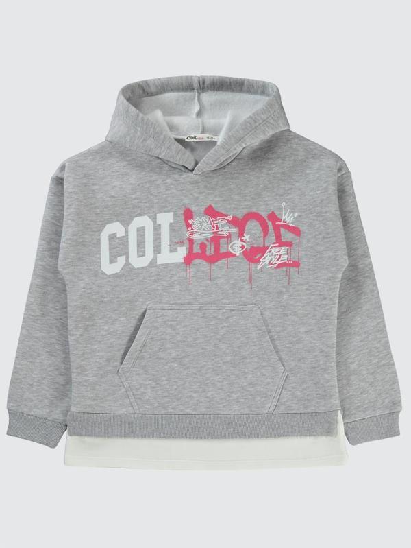 Civil Girls College Baskılı 10-13 Yaş Sweatshirt - Gri11-12 Yaş - Image 1