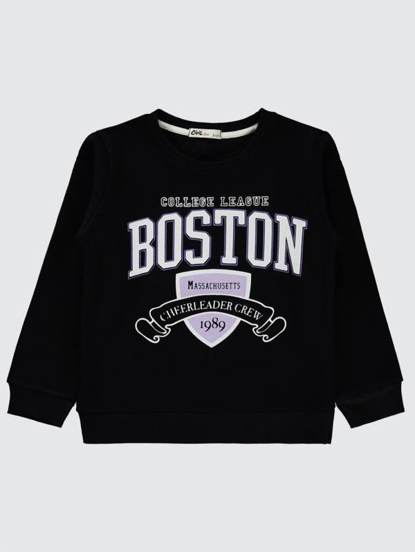Civil Girls Boston Baskılı 6-9 Yaş Sweatshirt - Siyah6-7 Yaş - Image 1