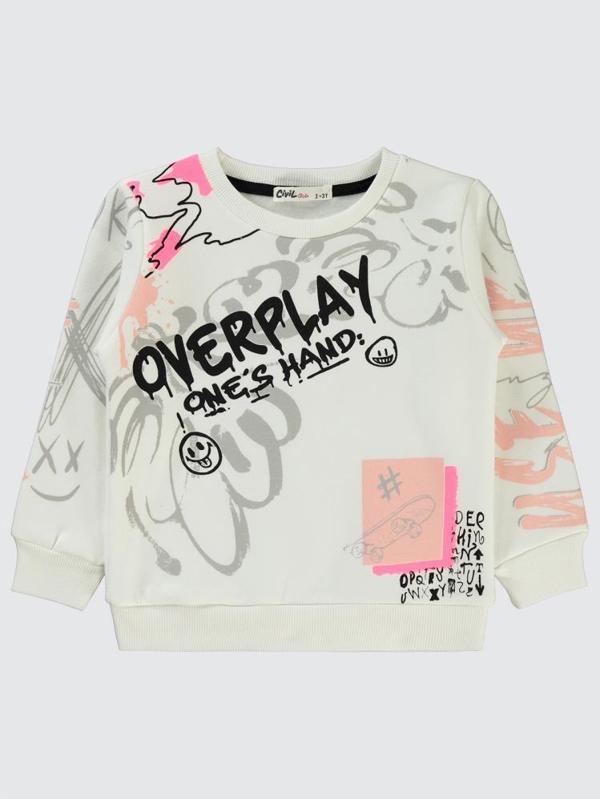 Civil Girls Grafit Baskılı 2-5 Yaş Sweatshirt - Ekru4-5 Yaş - Image 1