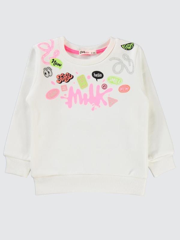 Civil Girls Milk Baskılı 2-5 Yaş Sweatshirt - Ekru2-3 Yaş - Image 1