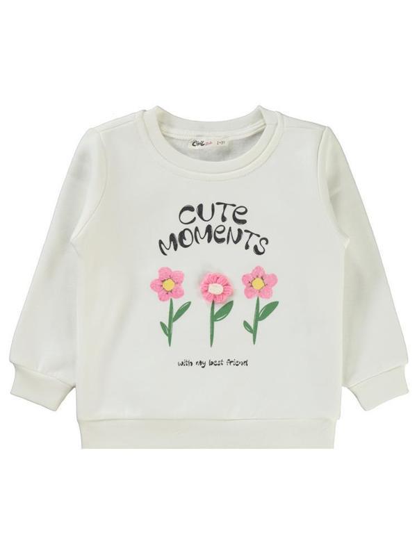 Civil Girls Moment Baskılı 2-5 Yaş Sweatshirt - Ekru3-4 Yaş - Image 1