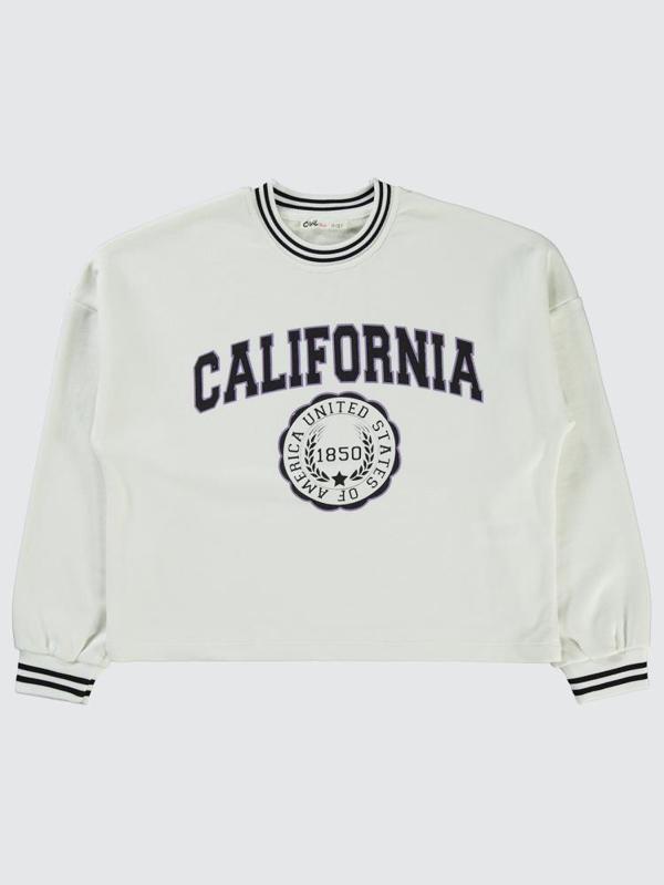 Civil Girls California Baskılı 10-13 Yaş Sweatshirt - Ekru11-12 Yaş - Image 1