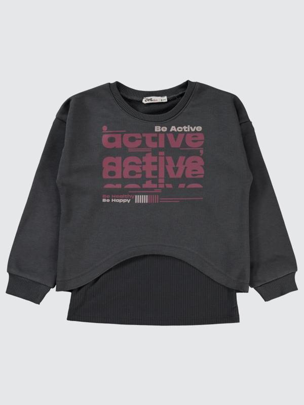 Civil Girls Active Baskılı 6-9 Yaş Sweatshirt - Gri6-7 Yaş - Image 1