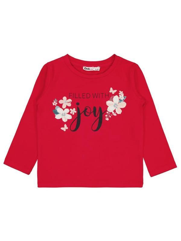 Civil Girls Çiçek Baskılı 2-5 Yaş Sweatshirt - Kırmızı5-6 Yaş - Image 1