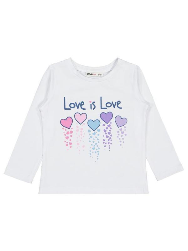 Civil Girls Love is Love Baskılı 2-5 Yaş Sweatshirt - Beyaz2-3 Yaş - Image 1