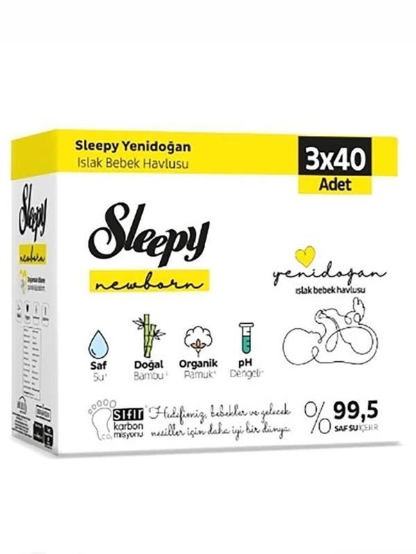 Sleepy Yenidoğan Islak Bebek Havlusu 3X40 Yaprak - StandartStandart - Image 1