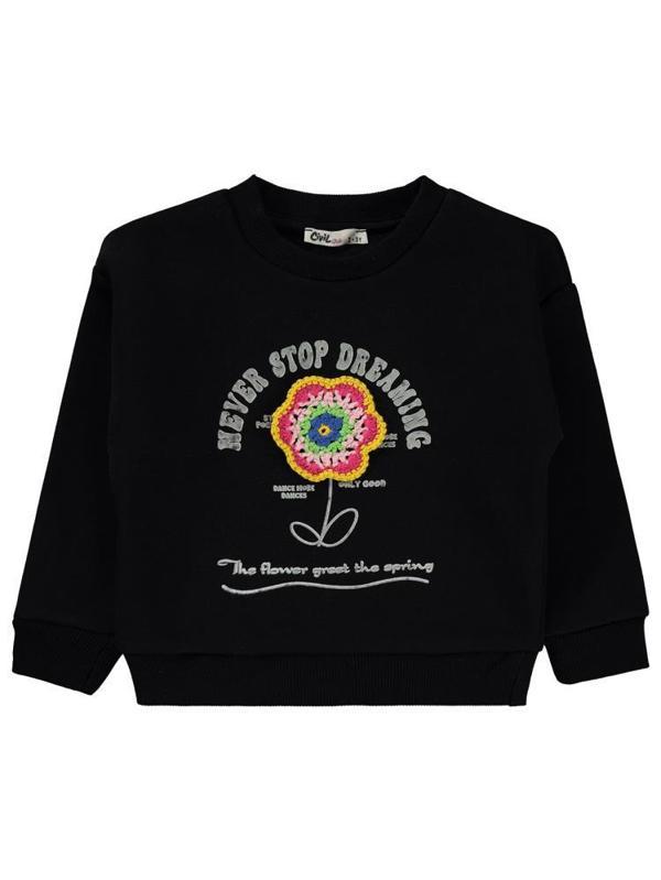 Civil Girls Never Stop Baskılı 2-5 Yaş Sweatshirt - Siyah4-5 Yaş - Image 1