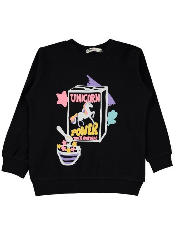 Civil Girls Unicorn Baskılı 2-5 Yaş Sweatshirt - Siyah3-4 Yaş - Image 1