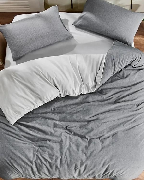 More Home Tek  Kişilik Nevresim Seti + Yastık Kılıfı  Antrazit  Gri Kombin  - Image 1