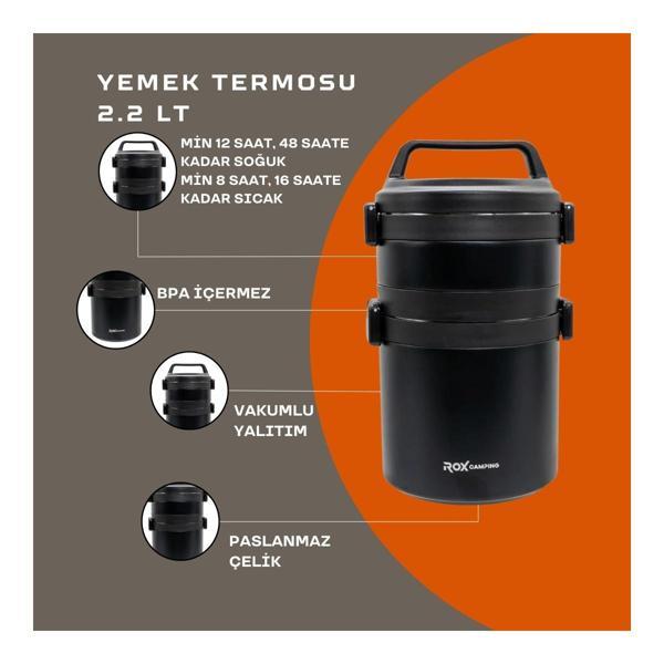 ROX CAMPING 2.2 LT YEMEK TERMOSU - Image 1