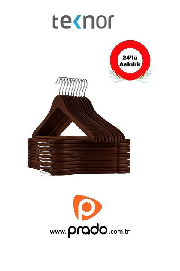 Teknor-Prado 48 Adet Ahşap Görünümlü Plastik A Kalite Siyah Stil Elbise Askısı - Image 1