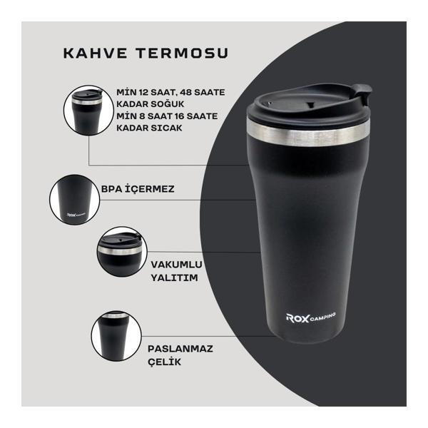 ROX CAMPING KAHVE TERMOSU0.45 LT - SİYAH - Image 1