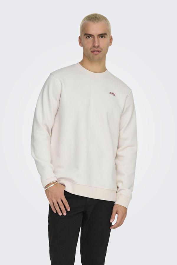 Only & Sons Dawson Bisiklet Yaka Erkek Krem Sweatshirt - 22033193 - Image 1