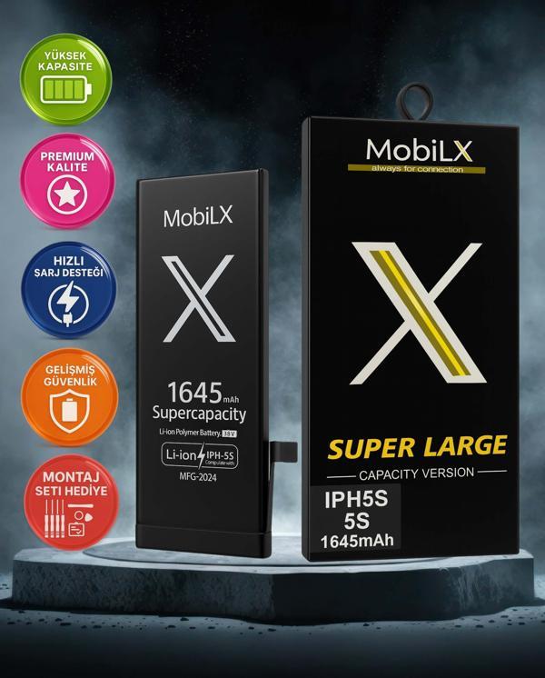 MobilX iPhone 5S Batarya Pil Süper Yüksek Kapasiteli Güçlendirilmiş 1645 mAh - Image 1