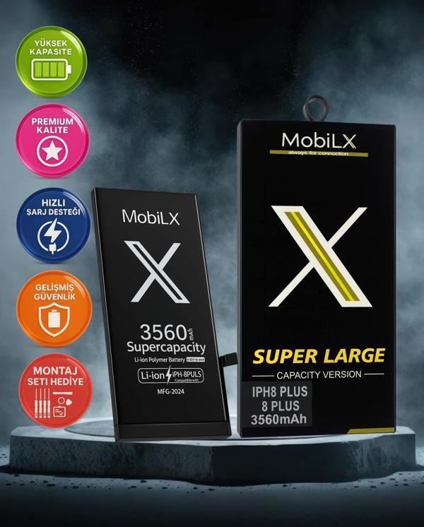 MobilX iPhone 8 Plus Batarya Pil Süper Yüksek Kapasiteli Güçlendirilmiş 3560 mAh - Image 1