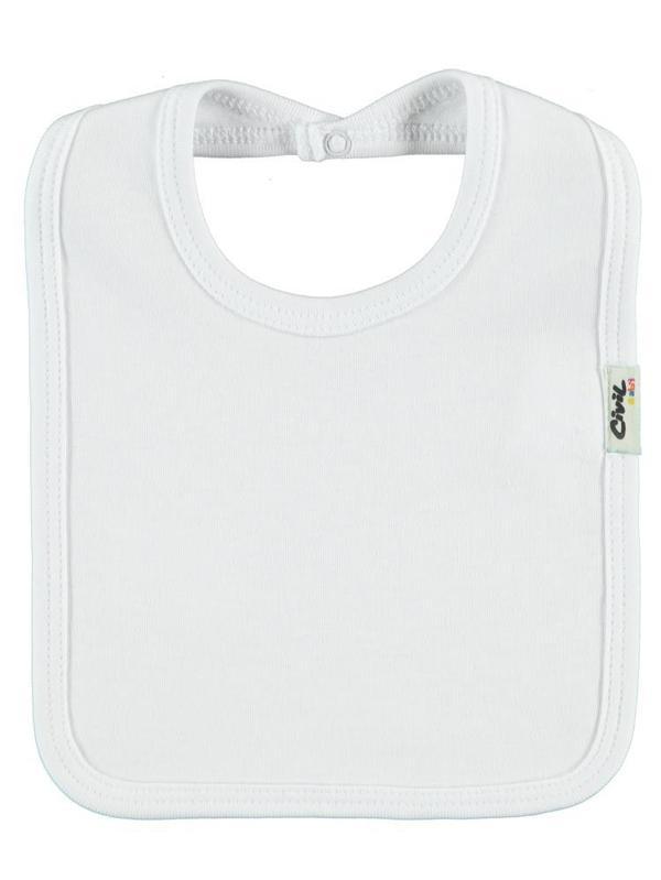 Civil Baby Arkadan Çıtçıtlı Unisex Mama Önlük - BeyazStandart - Image 1