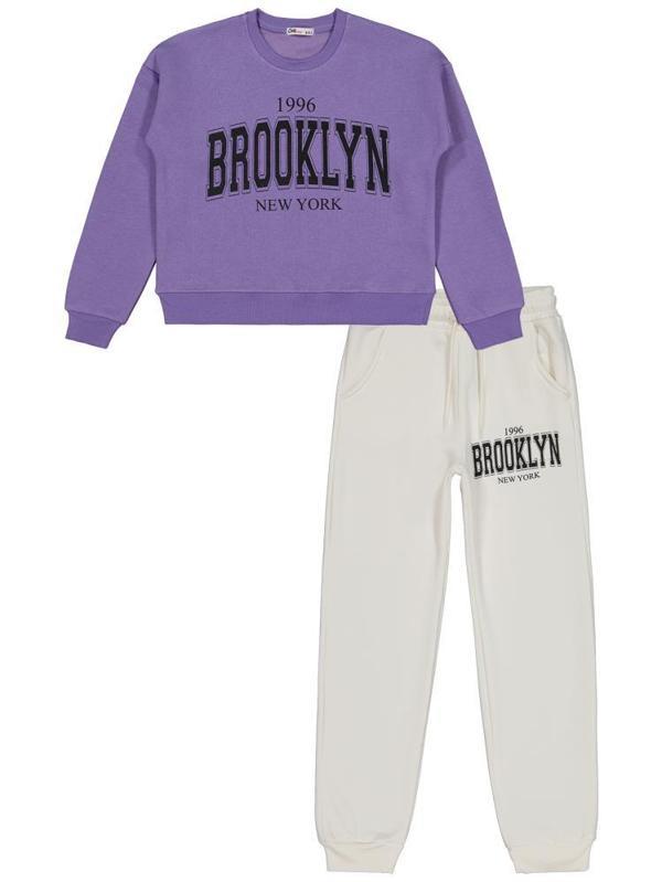Civil Girls Brooklyn Baskılı 10-13 Yaş Eşofman Takımı - Lila10-11 Yaş - Image 1