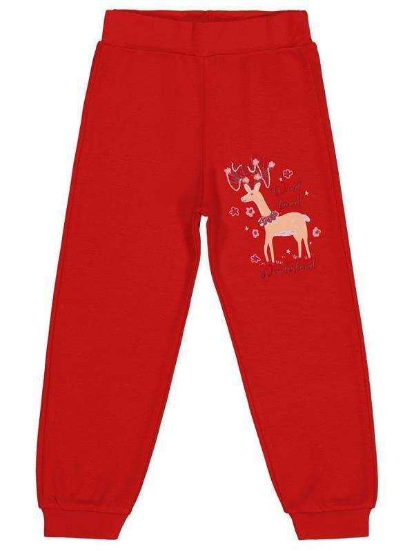 Civil Girls Geyik Baskılı 2-5 Yaş Eşofman Altı - Kırmızı3-4 Yaş - Image 1