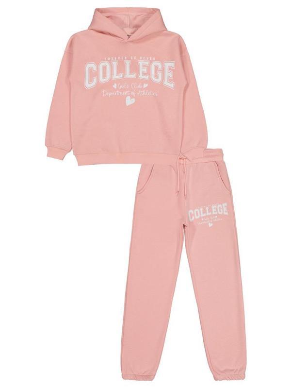 20252178 Civil Girls Collage Baskılı 10-13 Yaş Eşofman Takımı - Pembe10-11 Yaş - Image 1