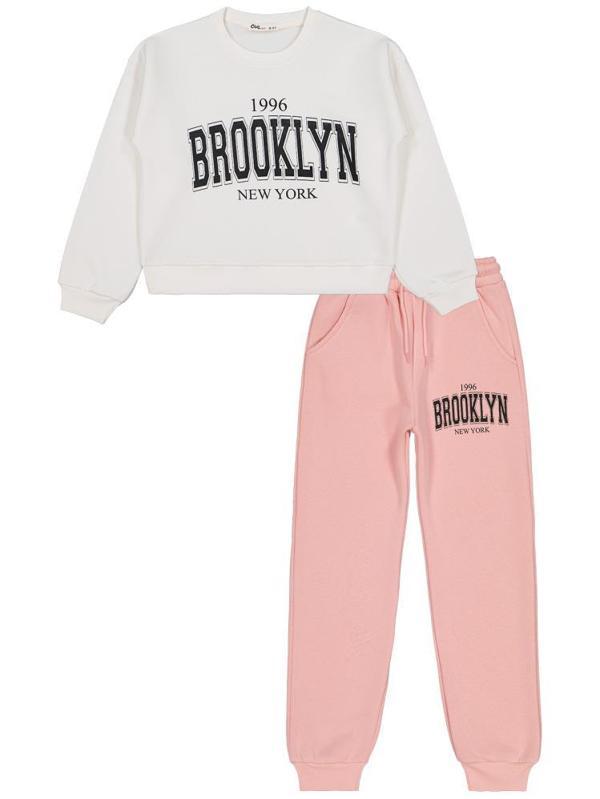 Civil Girls Brooklyn Baskılı 10-13 Yaş Eşofman Takımı - Ekru10-11 Yaş - Image 1