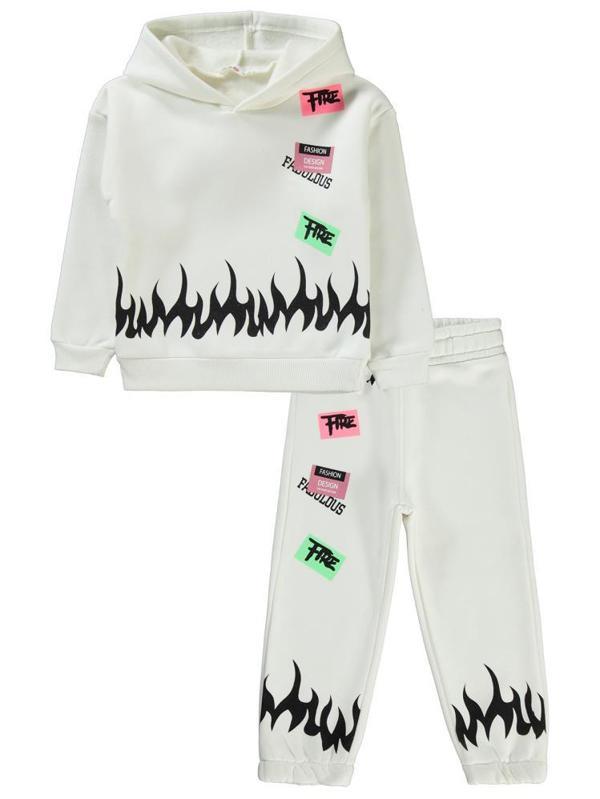 Civil Girls Alev Baskılı 2-5 Yaş Eşofman Takımı - Ekru2-3 Yaş - Image 1