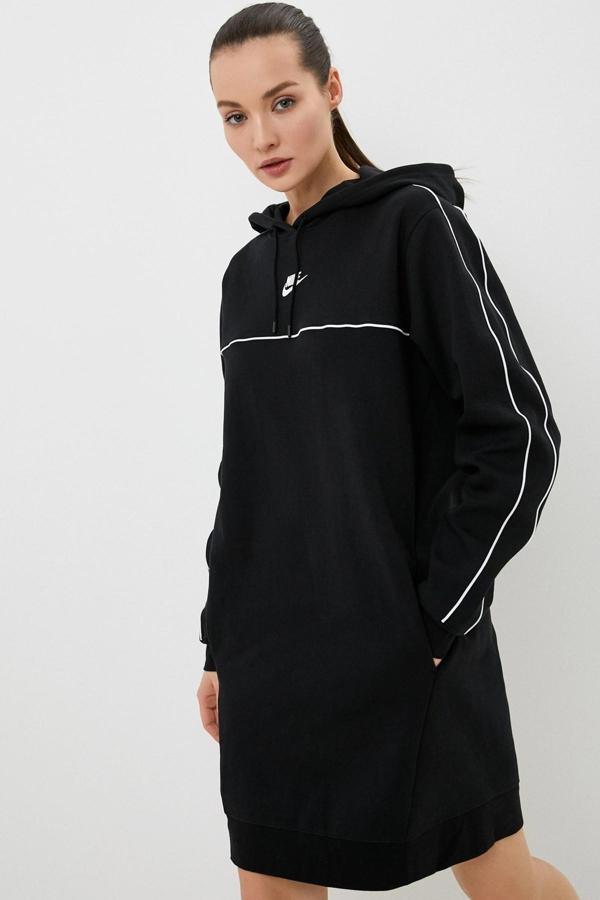 Nike Sportswear Mlnm Fleece Loose Fit Women's Dress Kadın Kapüşonlu Bol Kesim Elbise Siyah - Image 1