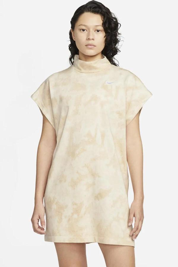 Nike Sportswear Women's Oversized Fit Washed Jersey Dress Kadın Oversize Elbise Tişört Bej - Image 1
