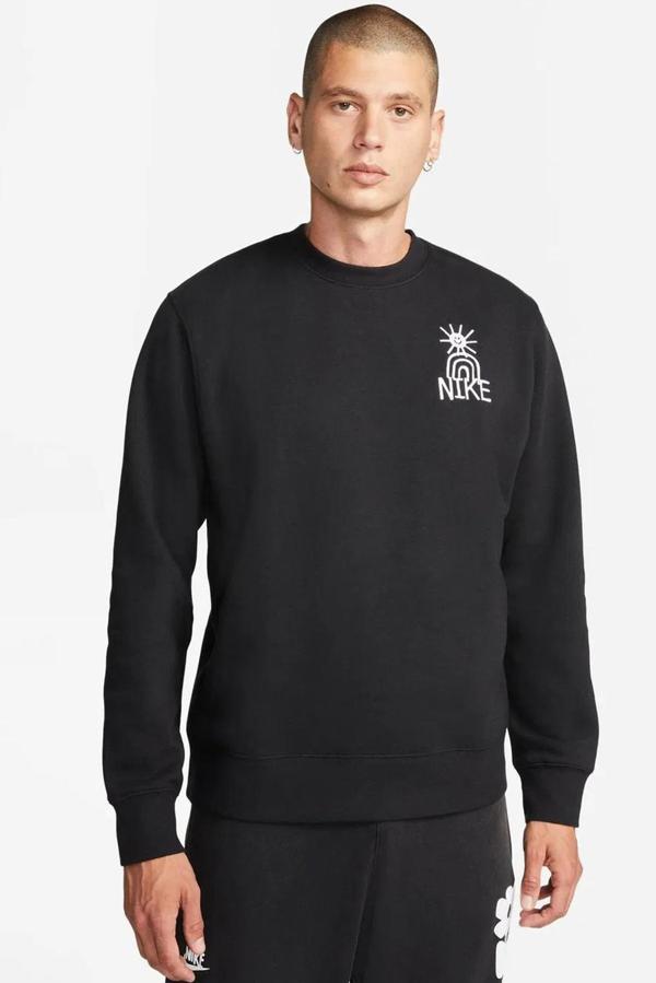 Nike Sportswear Men's Fleece Crew Erkek Sweatshirt Siyah - Image 1