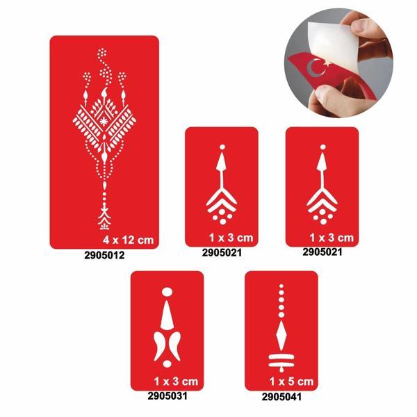 Mısır Motifi 5'li Set Geçici Dövme Kına Şablonu - Image 1