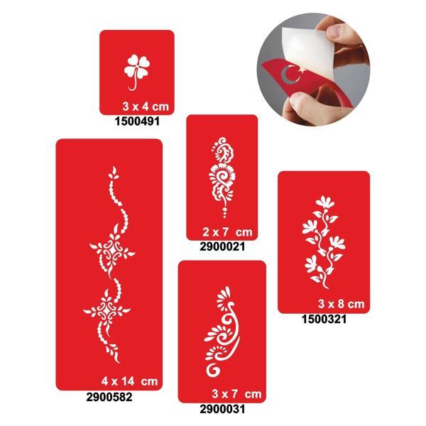 Arajman Çiçekler 5'li Set Geçici Dövme Kına Şablonu - Image 1