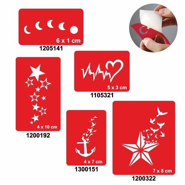 Gökyüzü 5'li Set Geçici Dövme Kına Şablonu - Image 1