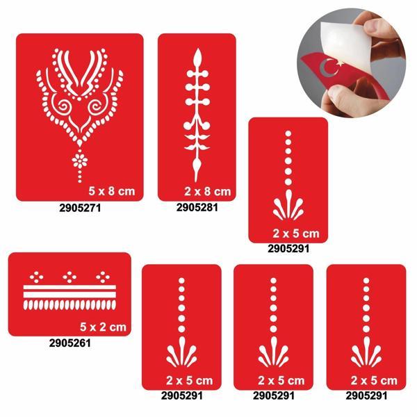Çiçekli Kubbe 5'li Set Geçici Dövme Kına Şablonu - Image 1