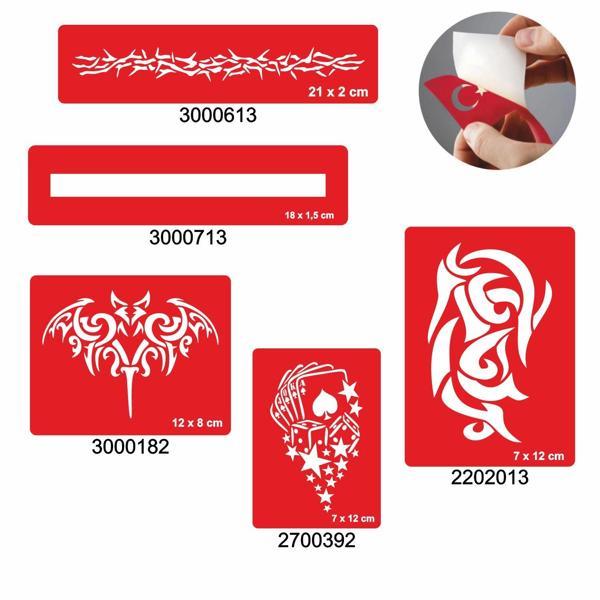 Güçlü Erkek Modelleri 5'li Set Geçici Dövme Kına Şablonu - Image 1