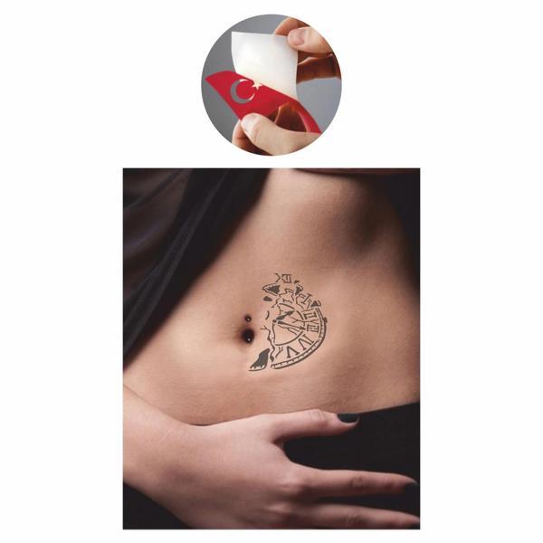 Zaman Saat  Tattoo Geçici Dövme Şablonları Kına Kalıpları - Image 1